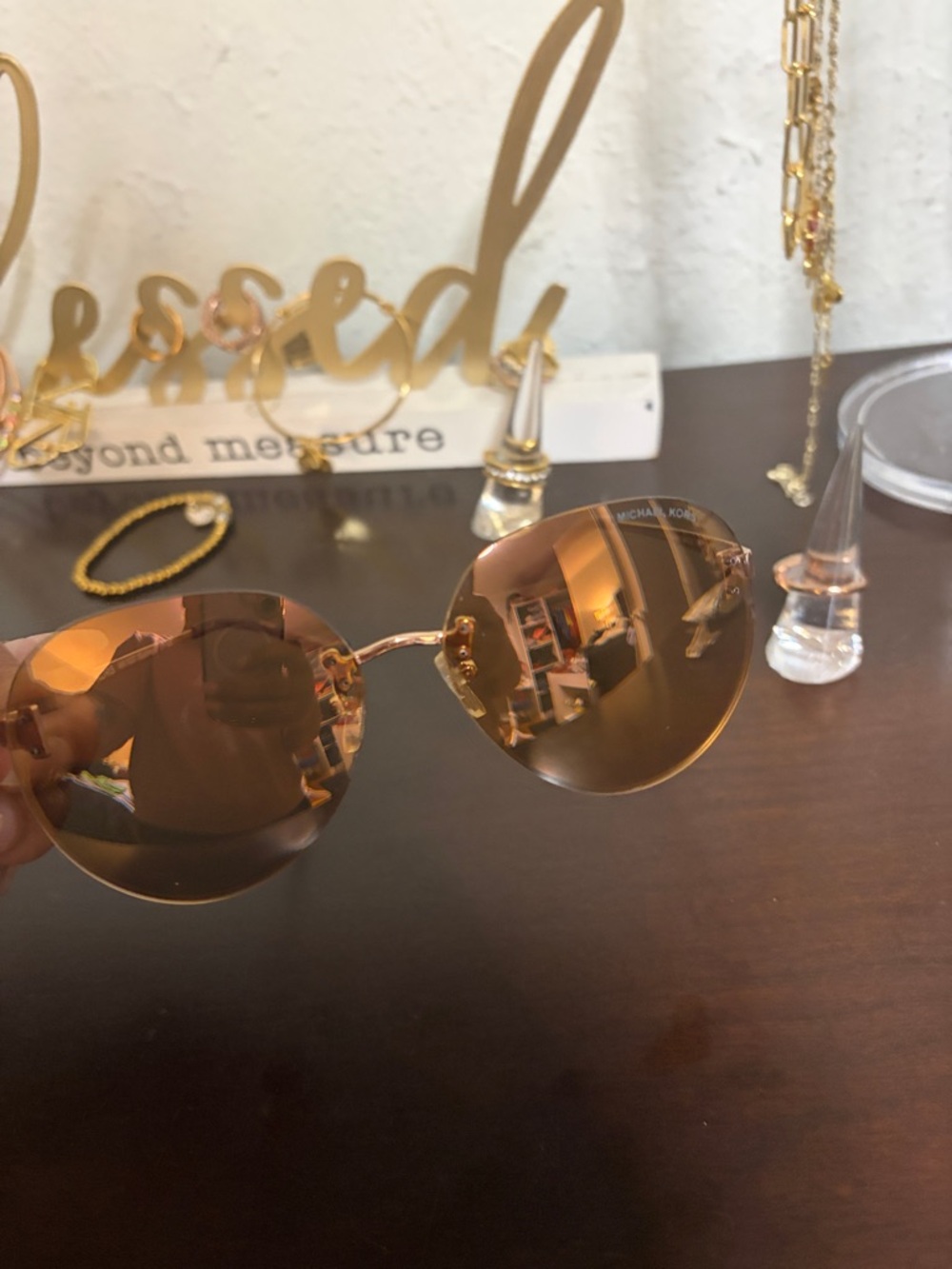 Michael Kors Gold Frame Sunglasses with Brown Gradient Lenses